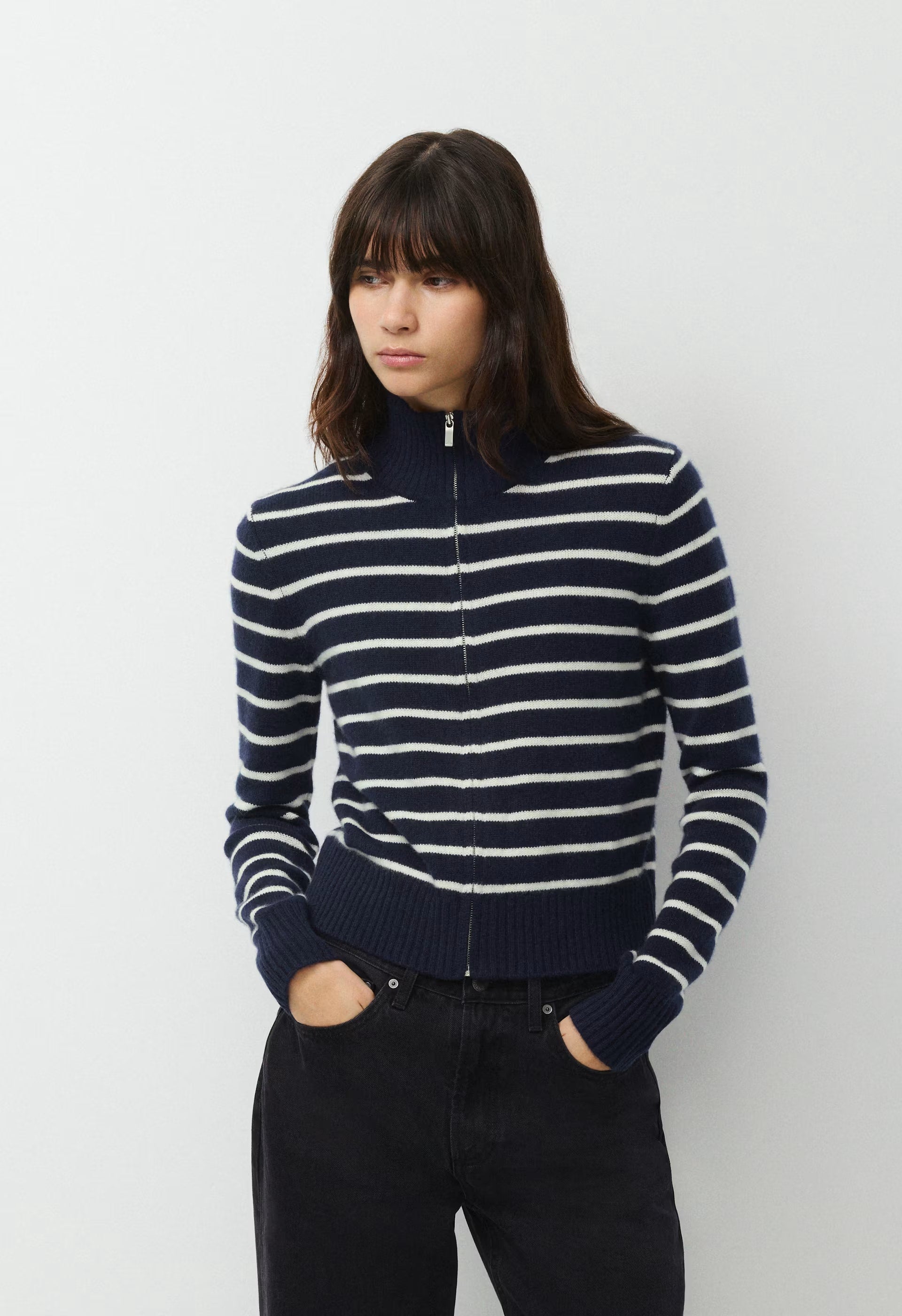 Essential Cashmere Catalogue Zip-Up - ADMIRAL NVY/LT BIRCH