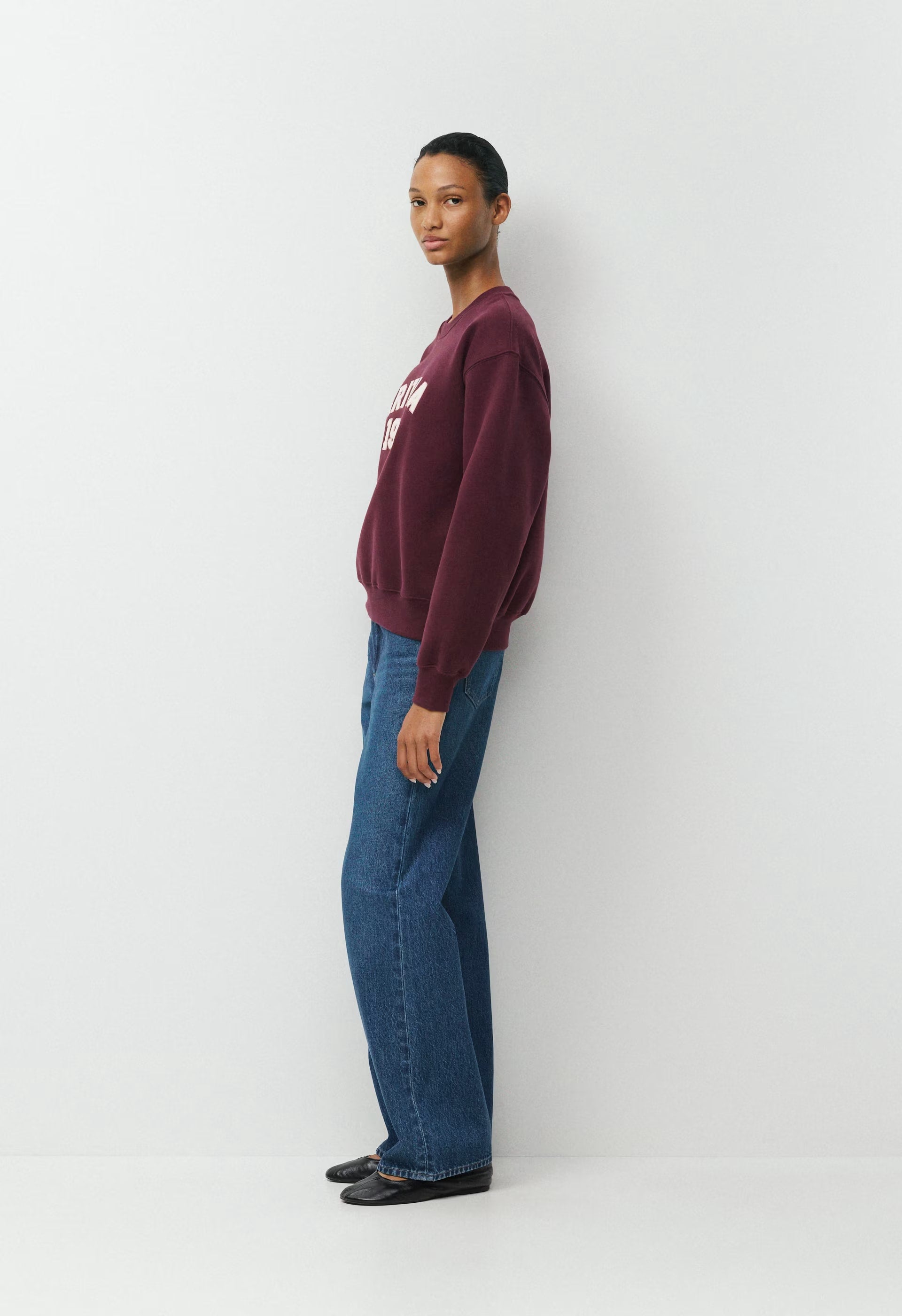 Cozy Sweatfleece Perfect Crew Sweatshirt - HEATHER CHROME/AD NAVY