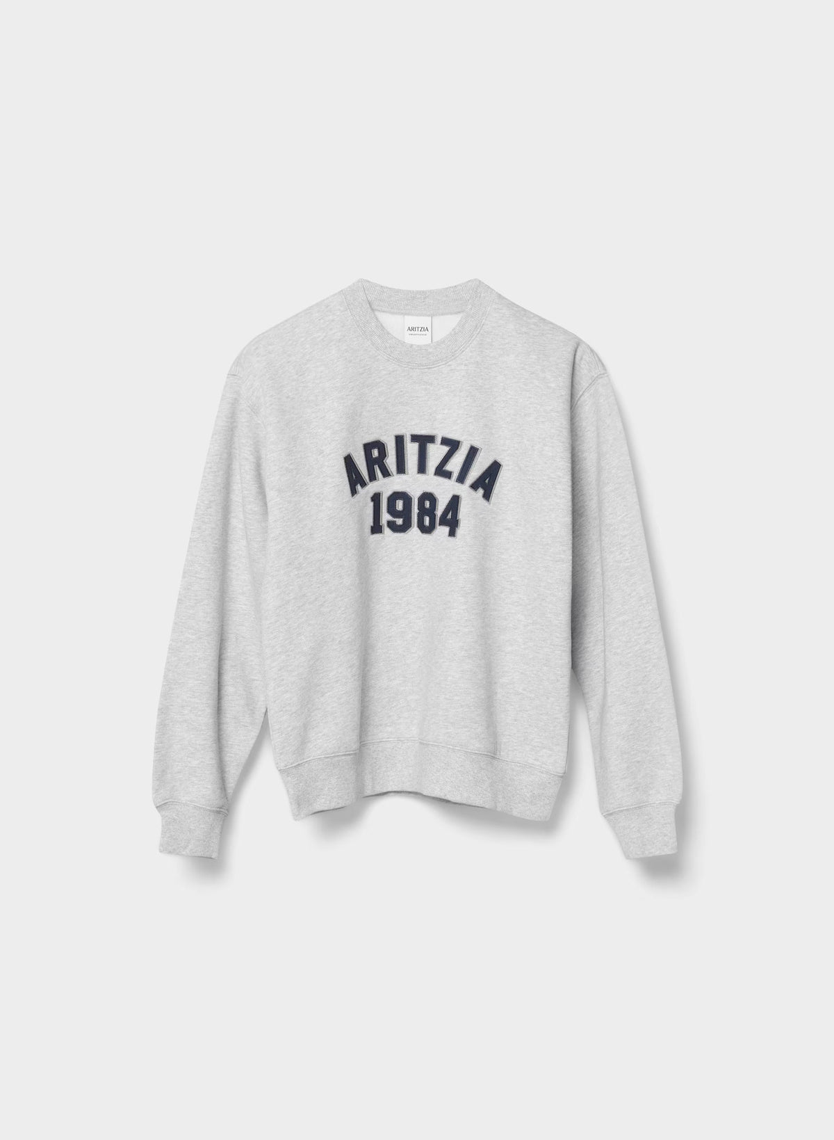 Cozy Sweatfleece Perfect Crew Sweatshirt - HEATHER CHROME/AD NAVY