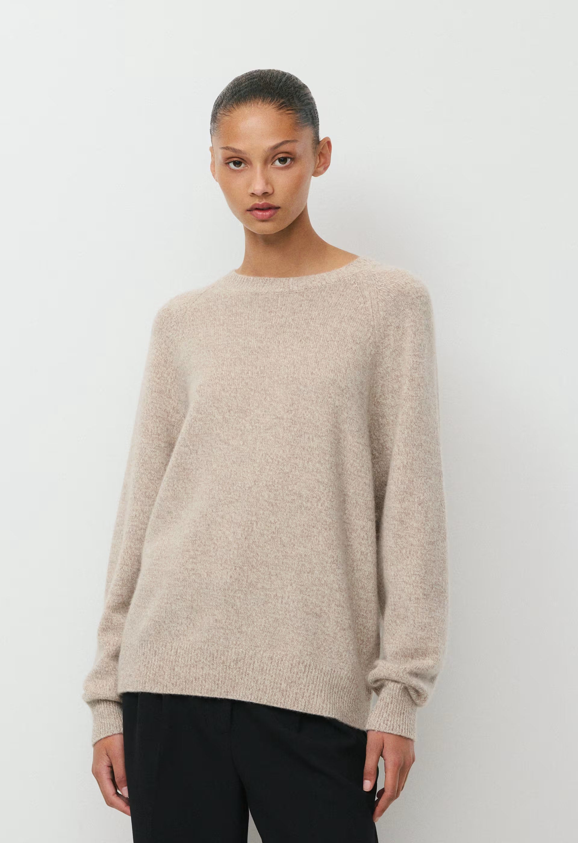 Essential Wool Cashmere Isabelle Sweater - HTR NMD TAUPE/WHITE