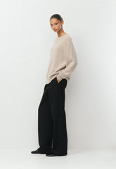 Essential Wool Cashmere Isabelle Sweater - HTR NMD TAUPE/WHITE