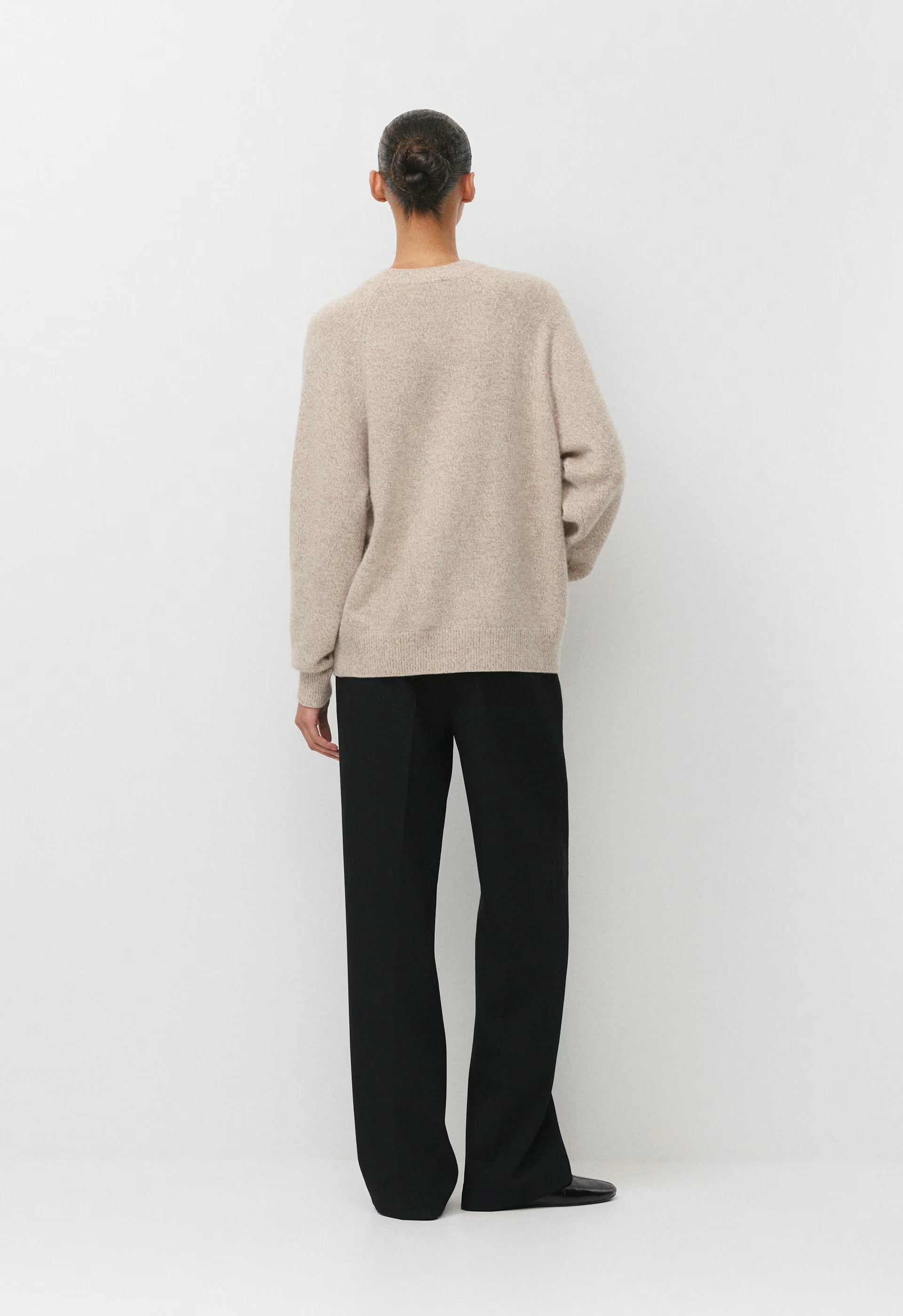 Essential Wool Cashmere Isabelle Sweater - HTR NMD TAUPE/WHITE