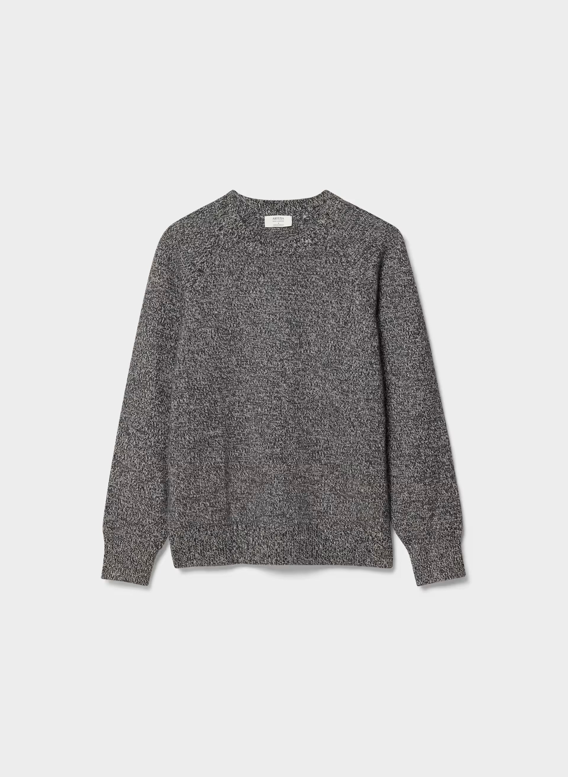 Essential Wool Cashmere Isabelle Sweater - BLK/HTR LIGHT GREY