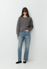 Essential Wool Cashmere Isabelle Sweater - BLK/HTR LIGHT GREY