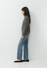 Essential Wool Cashmere Isabelle Sweater - BLK/HTR LIGHT GREY