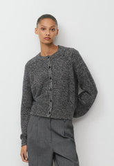 Essential Wool Cashmere London Cardigan - BLK/HTR LIGHT GREY