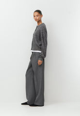 Essential Wool Cashmere London Cardigan - BLK/HTR LIGHT GREY
