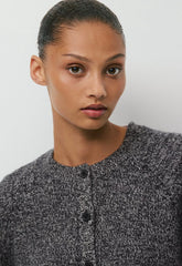Essential Wool Cashmere London Cardigan - BLK/HTR LIGHT GREY