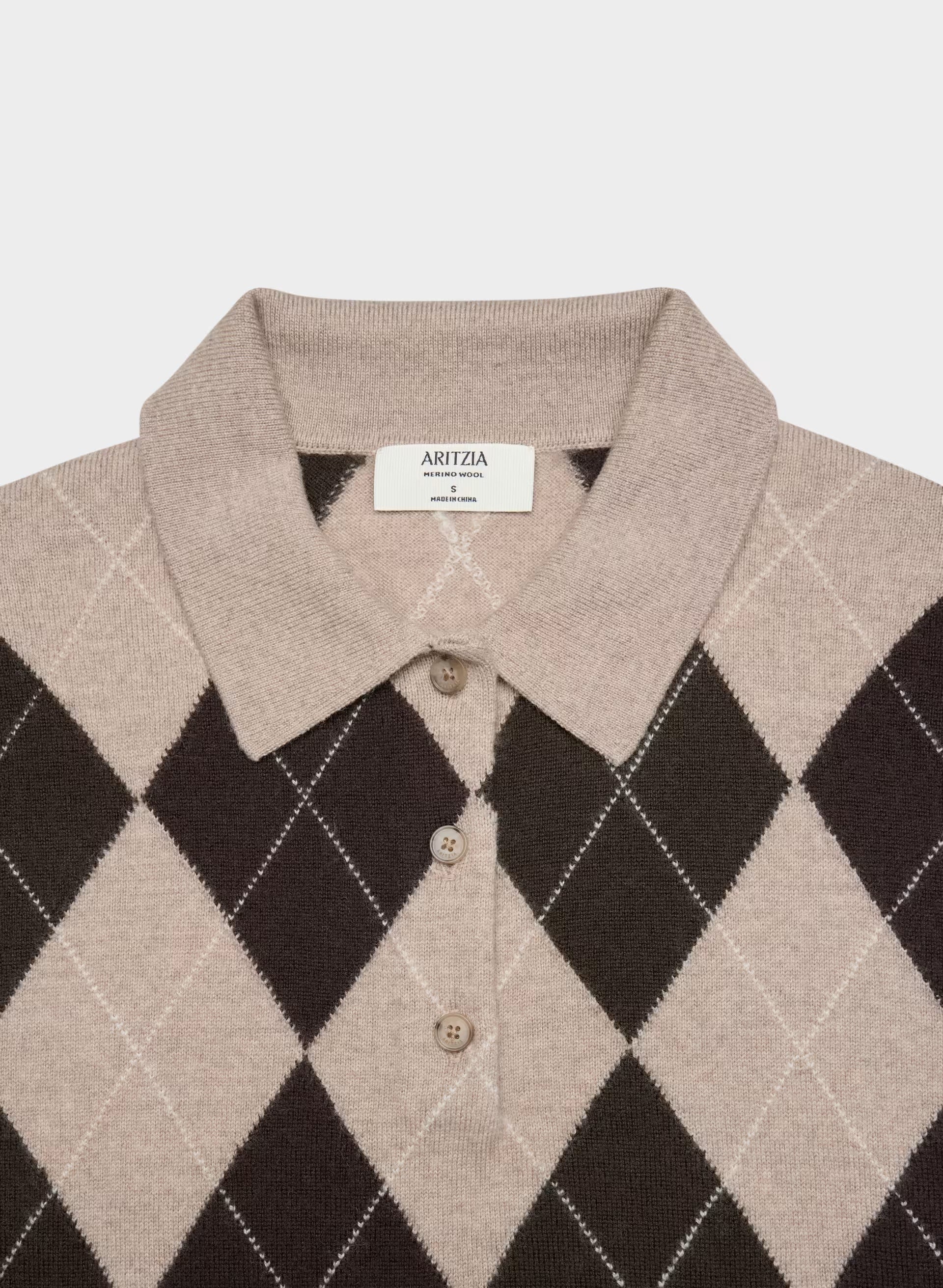Bare Merino Wool Aspect Polo Sweater - H ND TPE/CC NB BRWN
