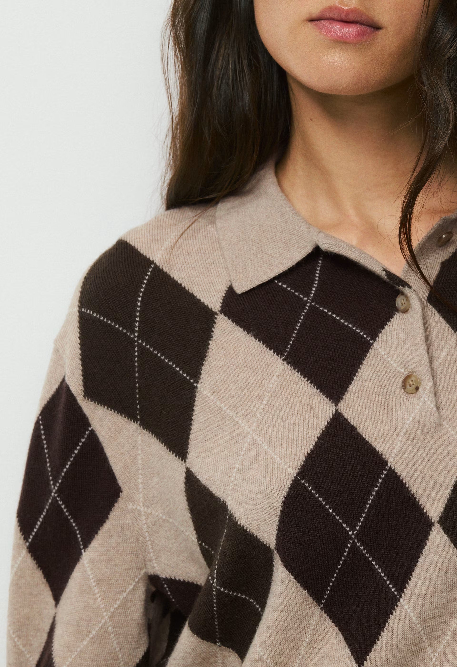 Bare Merino Wool Aspect Polo Sweater - H ND TPE/CC NB BRWN