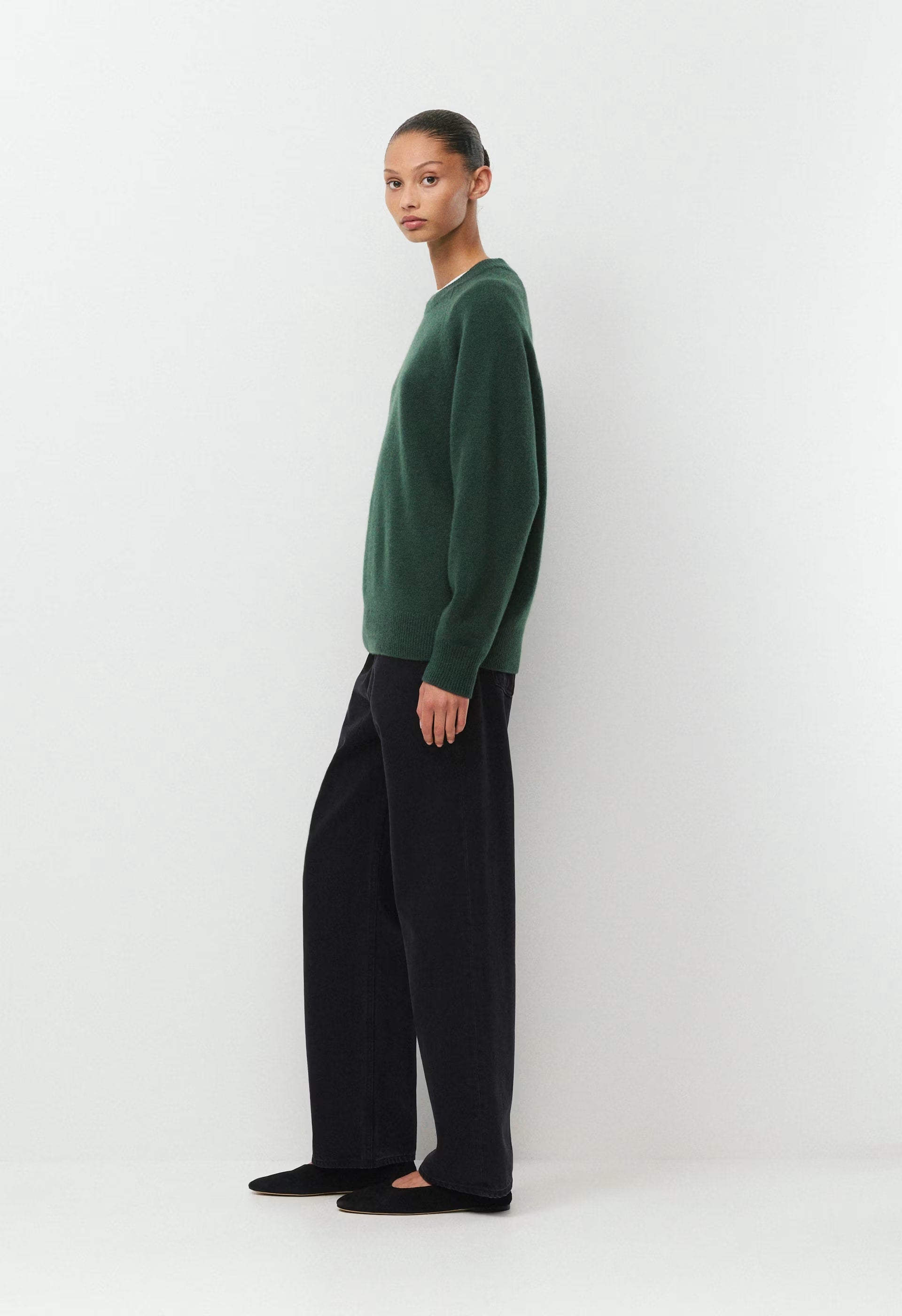 Essential Wool Cashmere Isabelle Sweater - FIGTREE GREEN