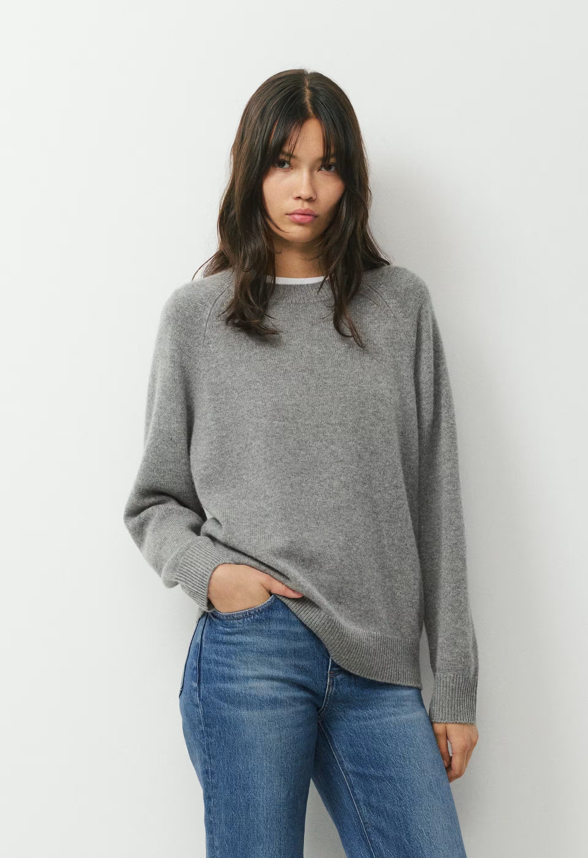 Essential Wool Cashmere Isabelle Sweater - HEATHER DARK GREY