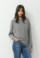 Essential Wool Cashmere Isabelle Sweater - HEATHER DARK GREY