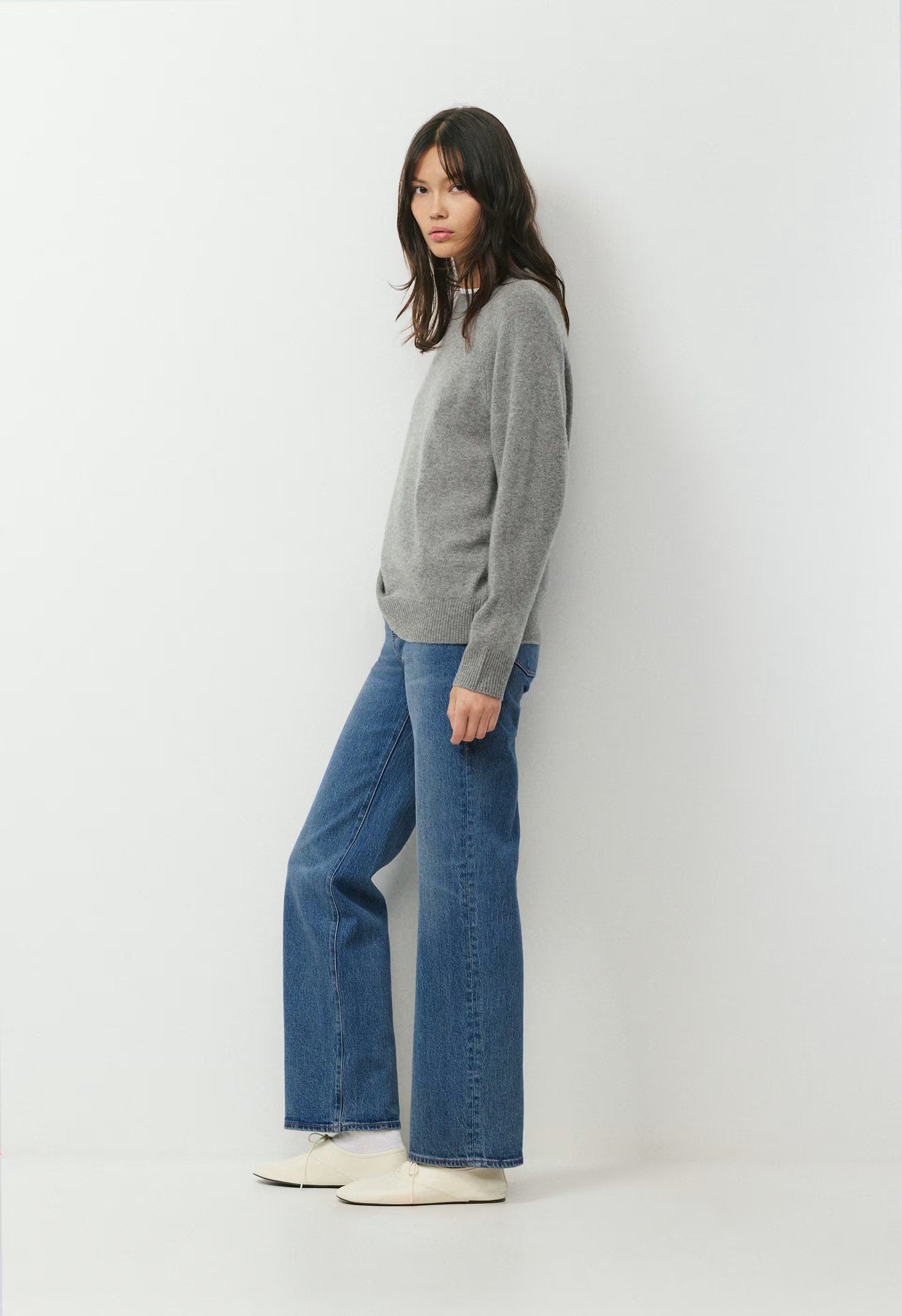 Essential Wool Cashmere Isabelle Sweater - HEATHER DARK GREY