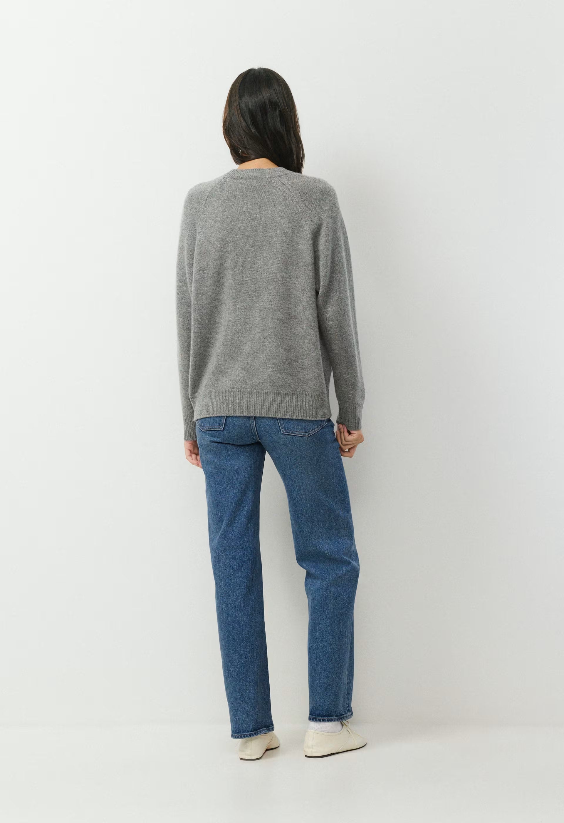 Essential Wool Cashmere Isabelle Sweater - HEATHER DARK GREY