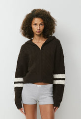 Octavia Zip Hoodie - CACAO NB BROWN/W WHITE