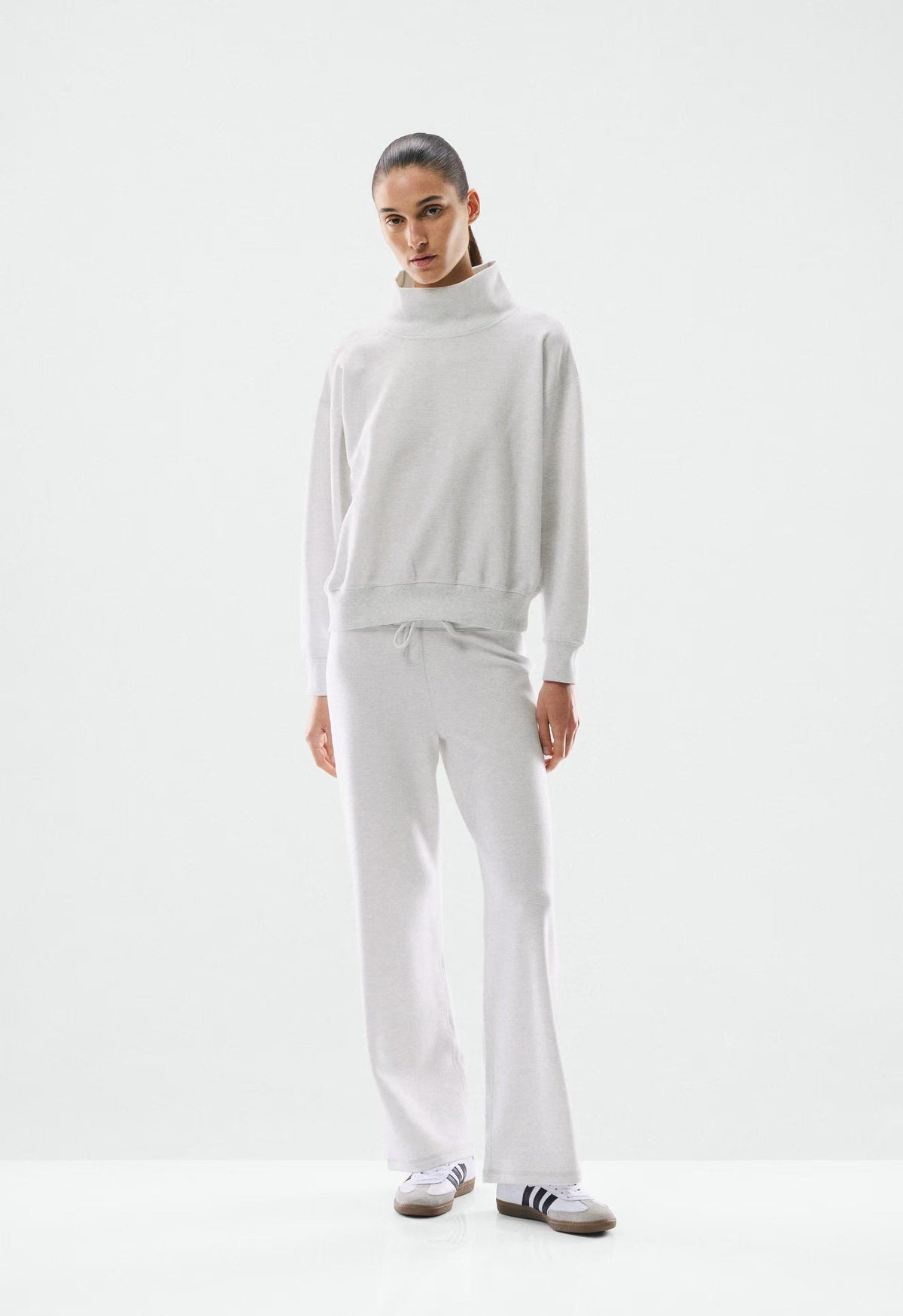 Wafflex Recuperate Funnel Neck - HEATHER CLOUD WHITE