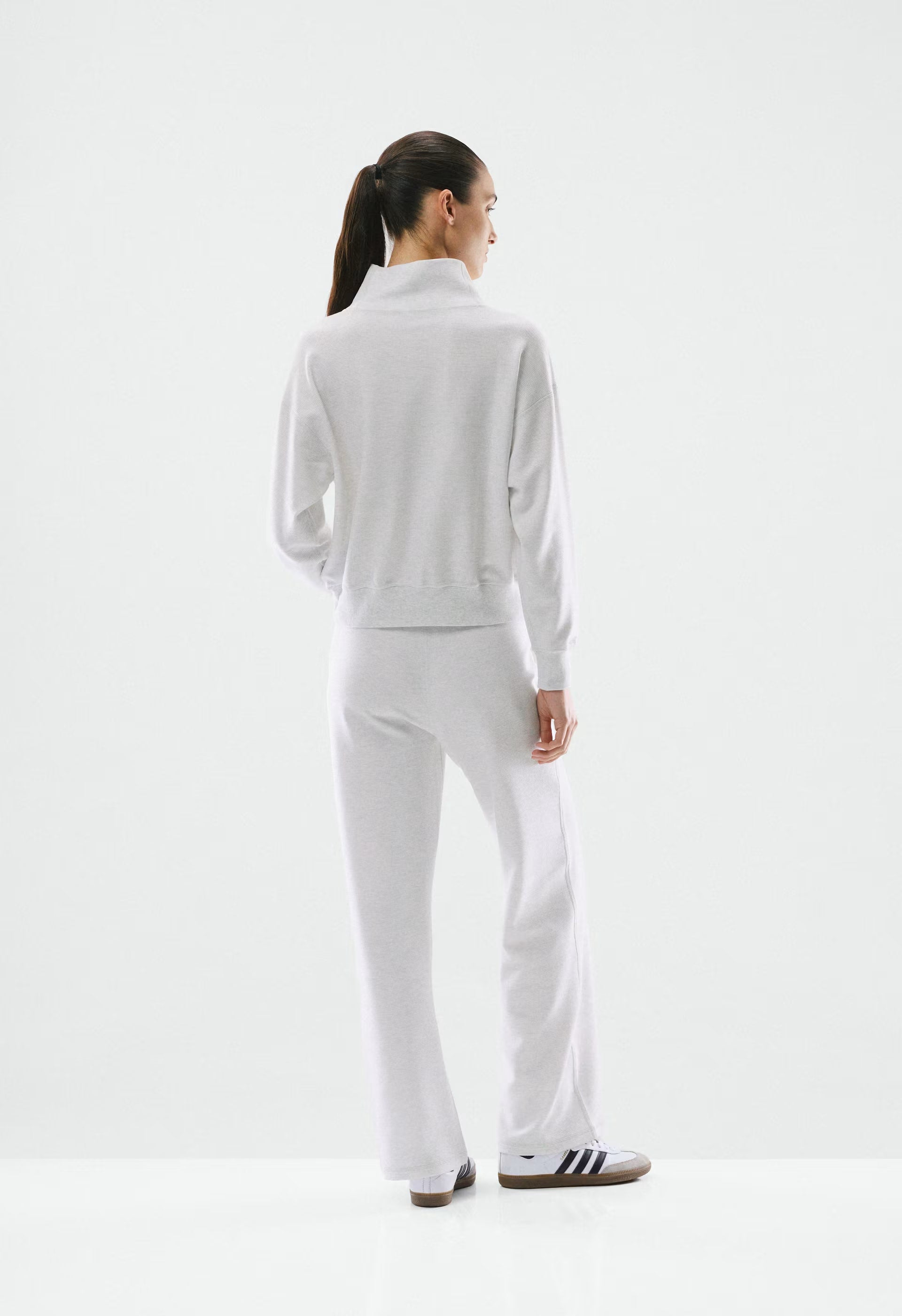 Wafflex Recuperate Funnel Neck - HEATHER CLOUD WHITE