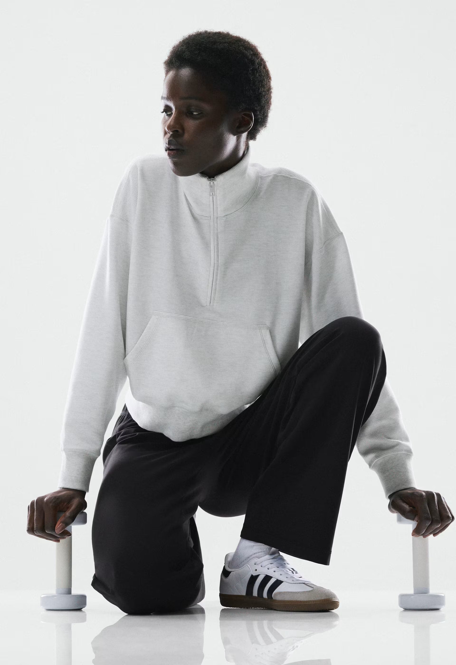 Wafflex Karma Sweater - HEATHER CLOUD WHITE