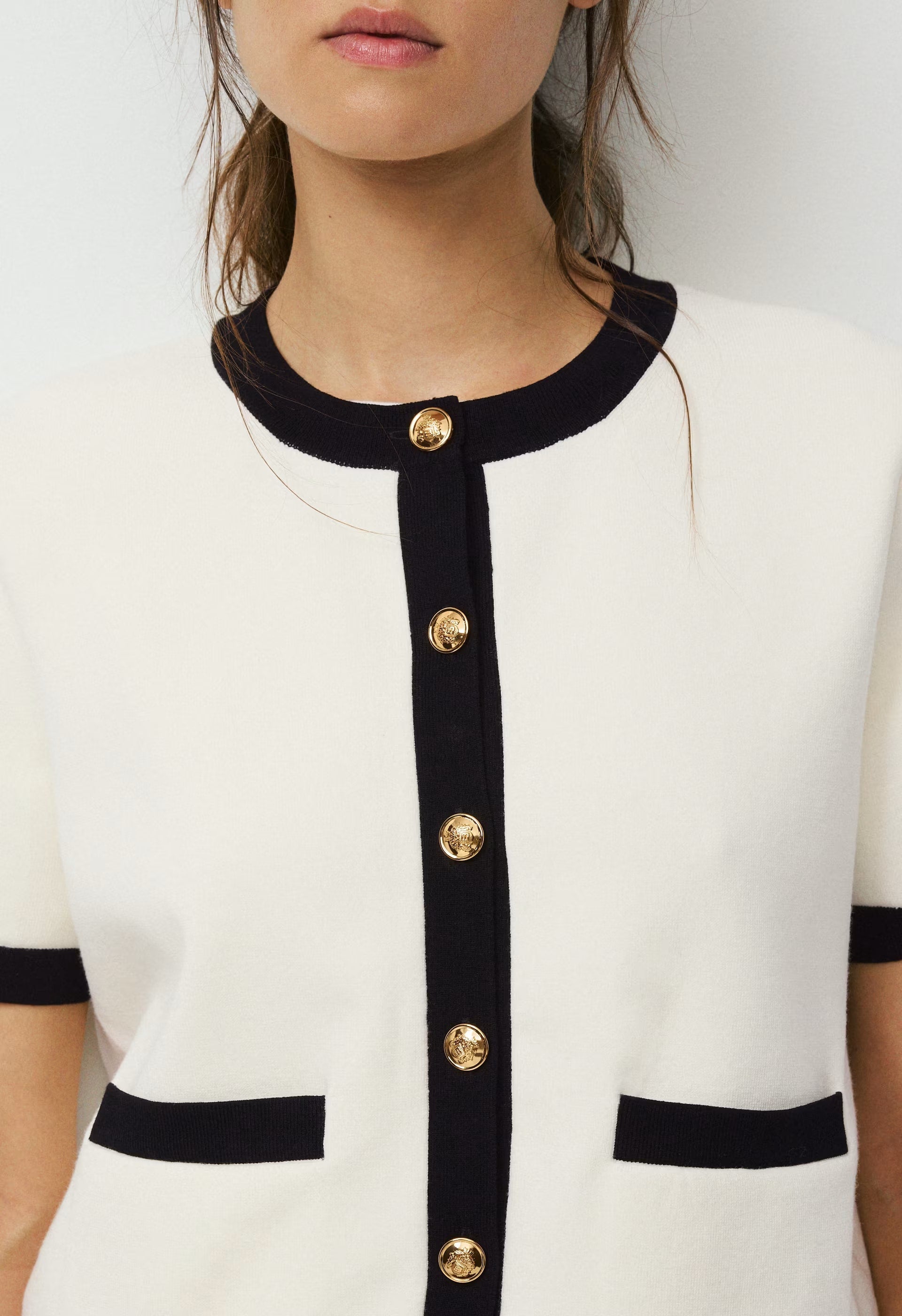 Approach Shortsleeve Cardigan - Wonder Yarn - LIGHT BIRCH/BLACK