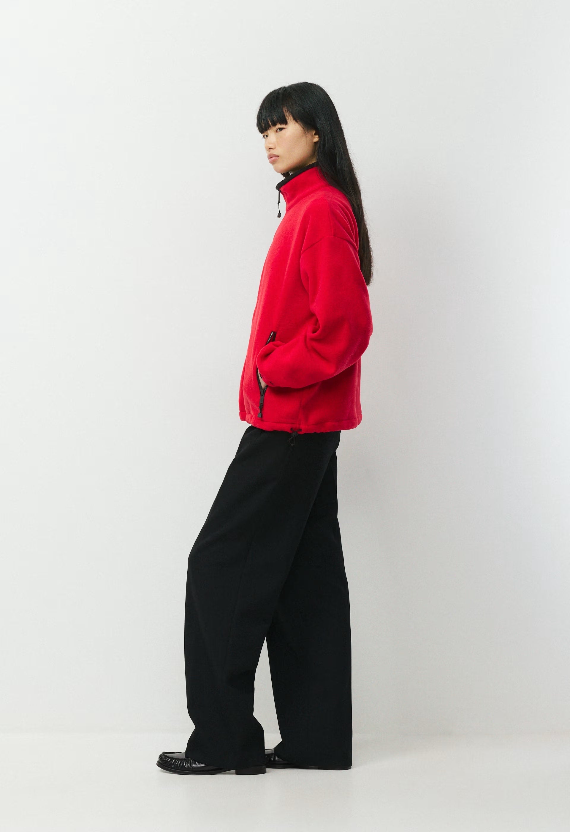 Outlook Zip Mockneck - Bigfoot Fleece - FLASHING RED