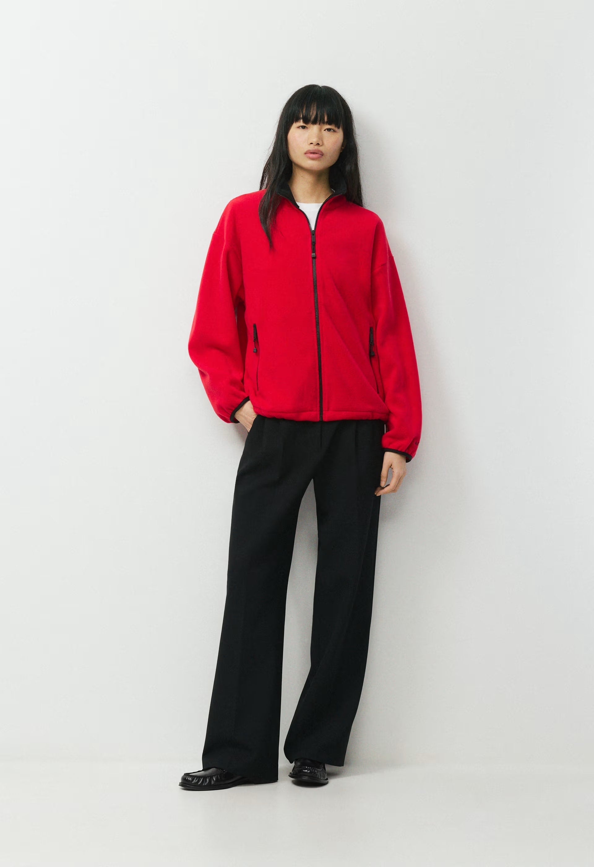 Outlook Zip Mockneck - Bigfoot Fleece - FLASHING RED