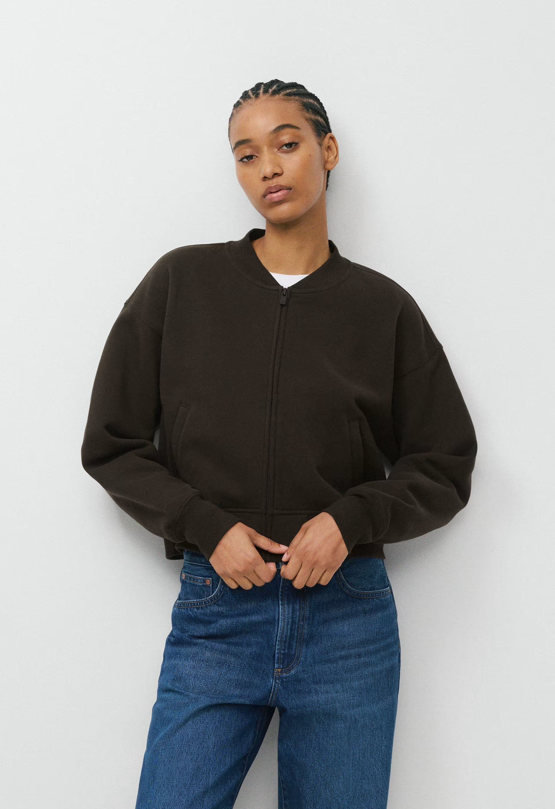 Cozy Sweatfleece Boyfriend Bomber - CACAO NIB BROWN