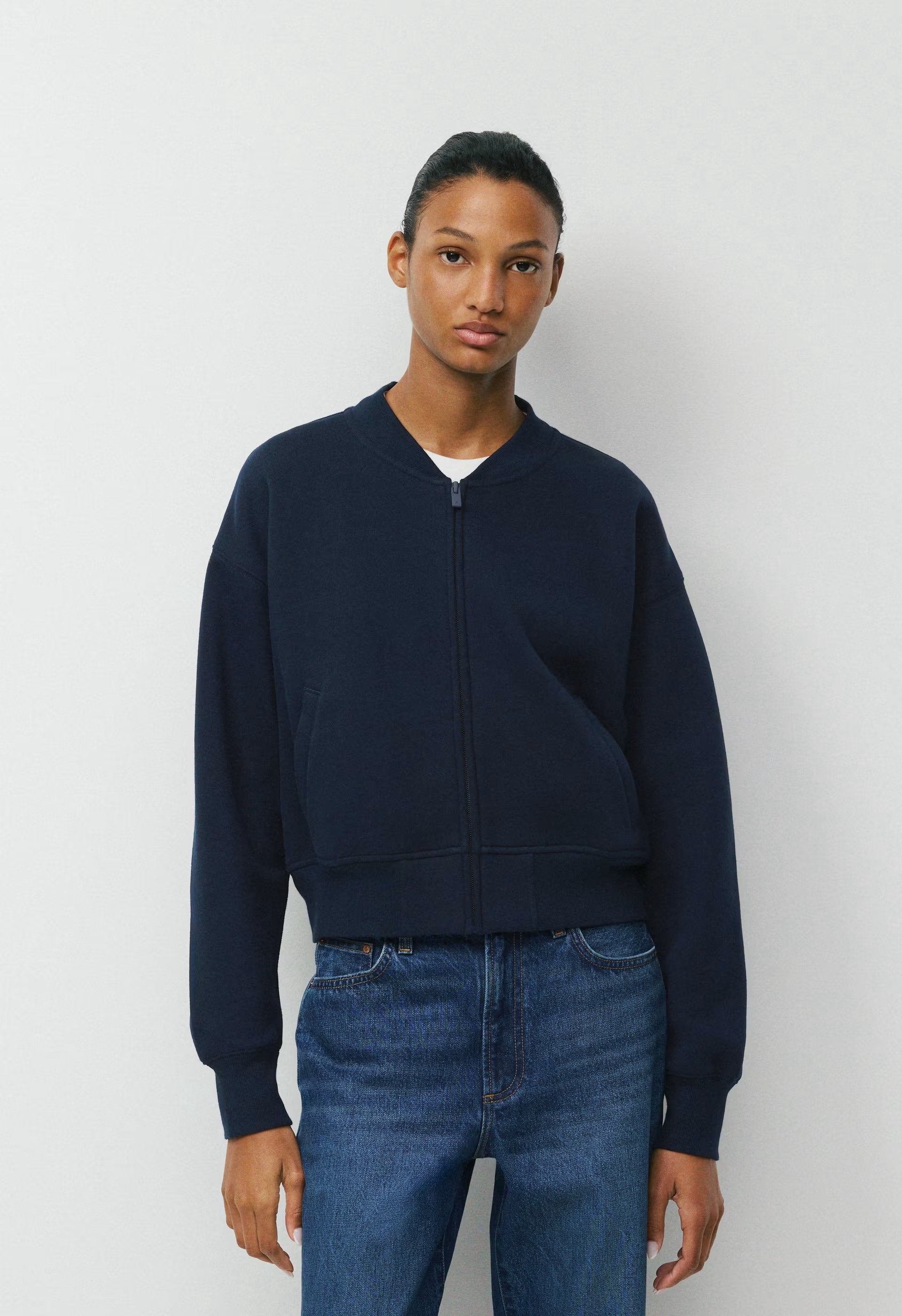 Cozy Sweatfleece Boyfriend Bomber - ADMIRAL NAVY