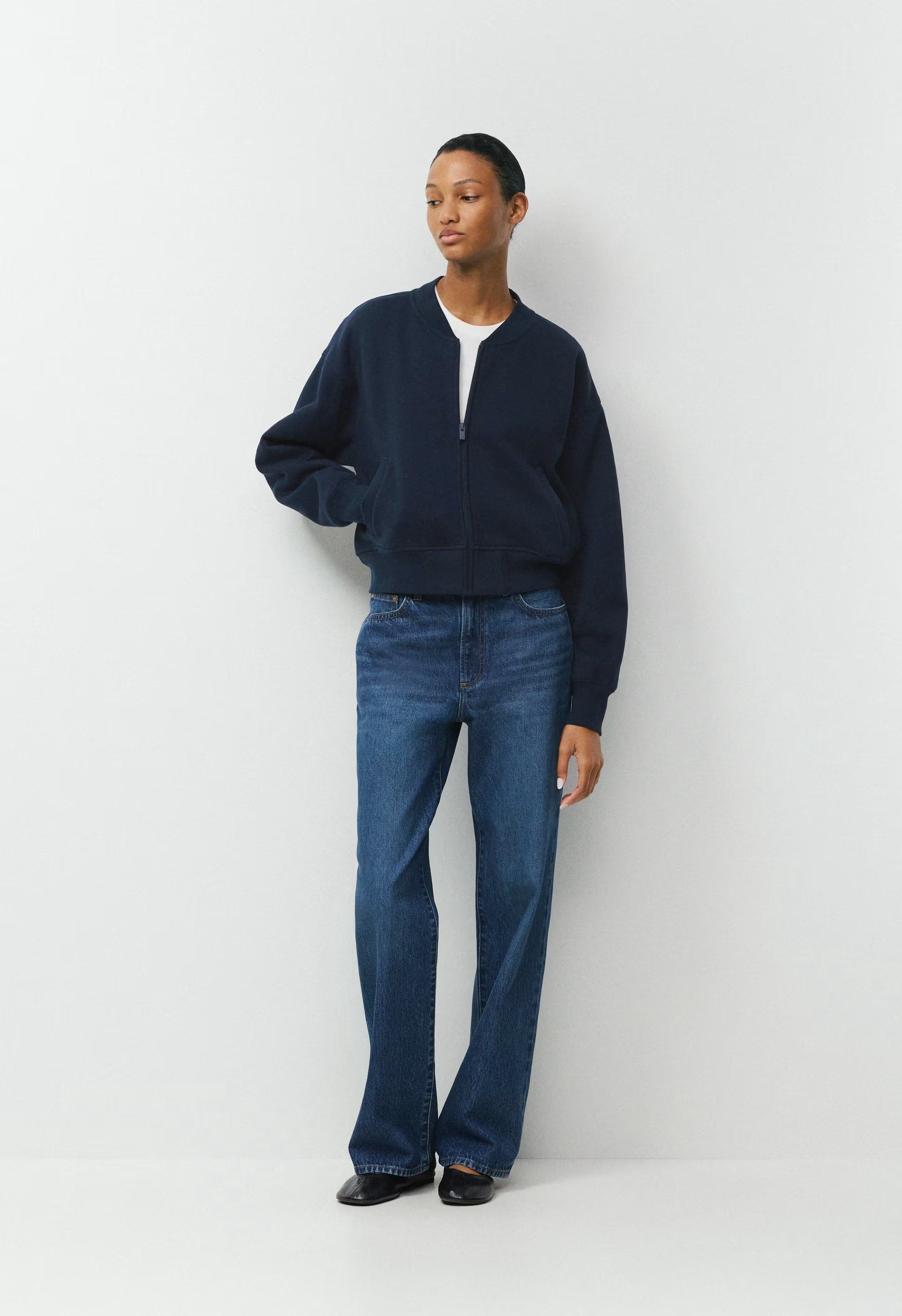 Cozy Sweatfleece Boyfriend Bomber - ADMIRAL NAVY