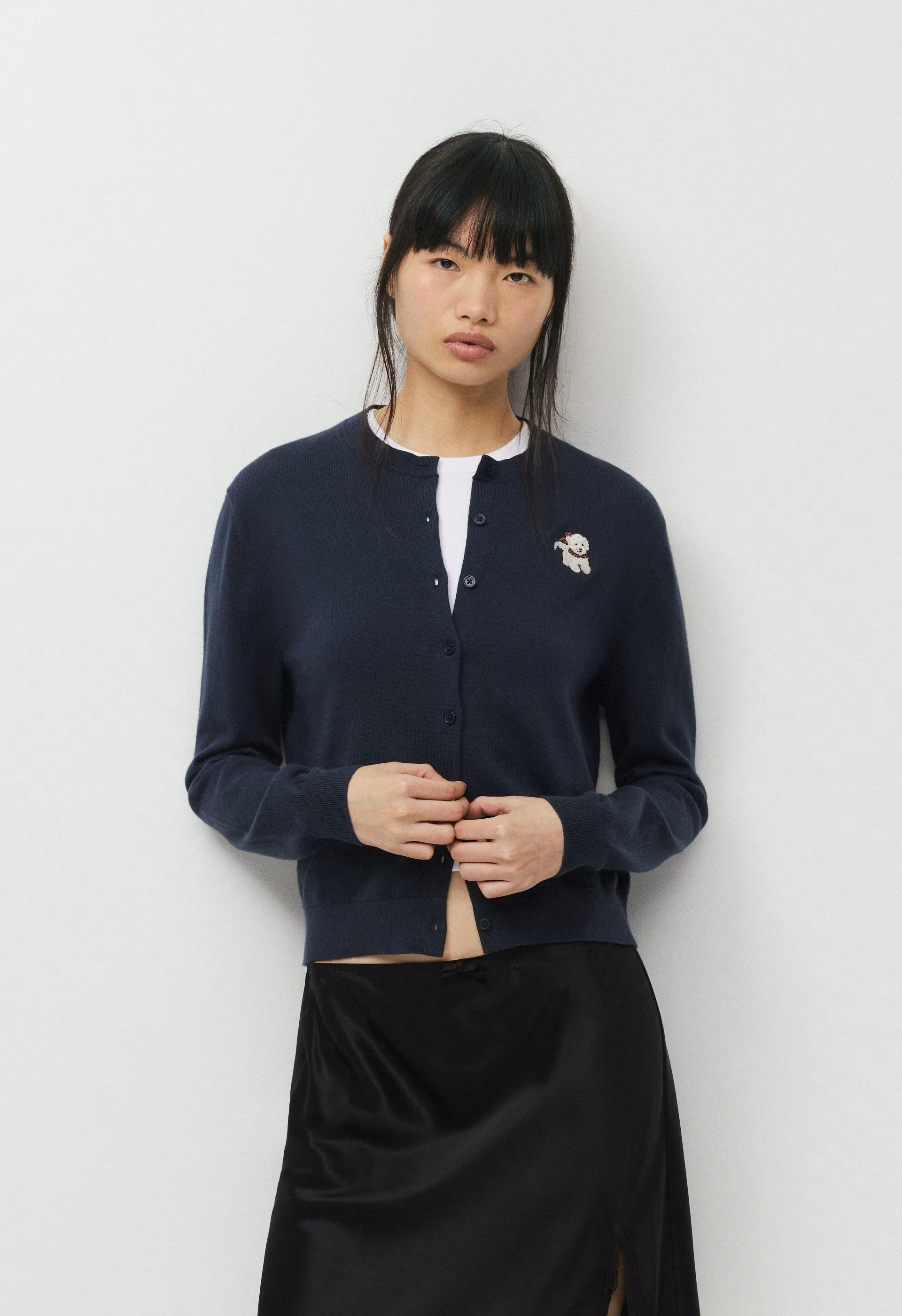 Cotton Charm™ Noteworthy Icon Cardigan - ADMIRAL NAVY/ LUNA