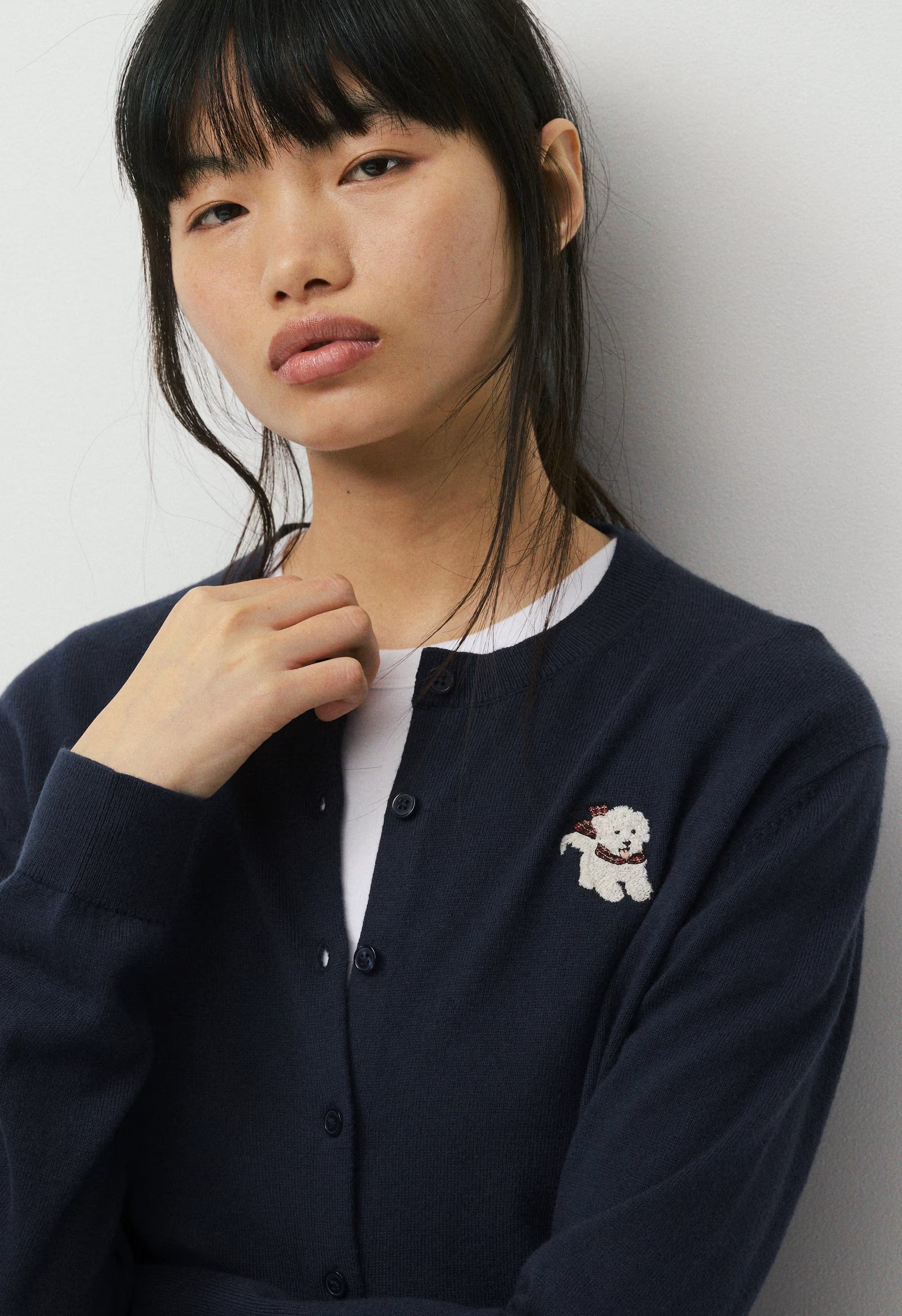 Cotton Charm™ Noteworthy Icon Cardigan - ADMIRAL NAVY/ LUNA