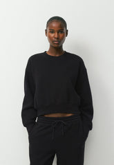 Cozy Sweatfleece Boyfriend Boxy Sweatshirt - BLACK