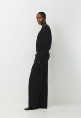 Cozy Sweatfleece Boyfriend Boxy Sweatshirt - BLACK