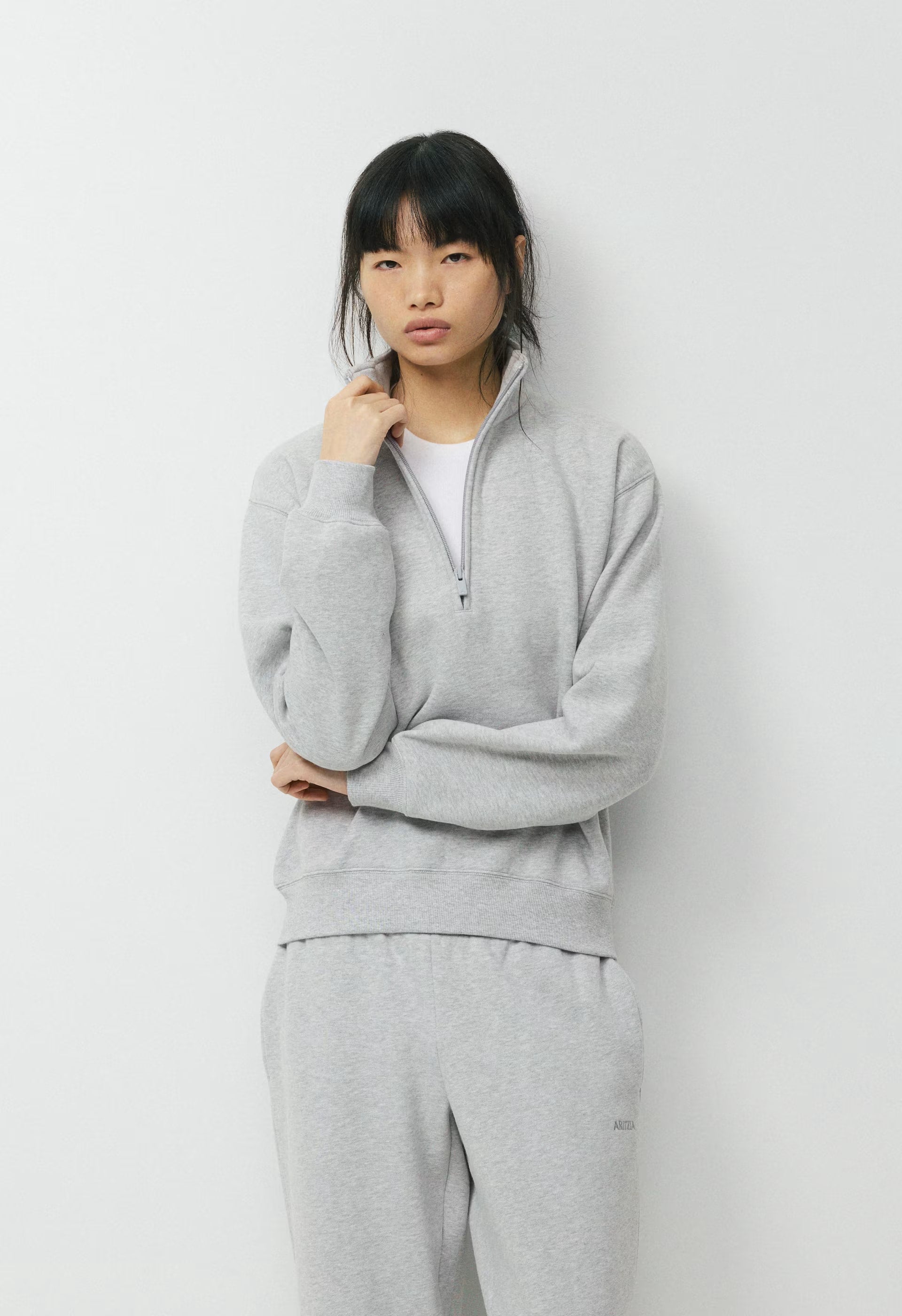 Cozy Sweatfleece Perfect 1/2 Zip - HEATHER CHROME