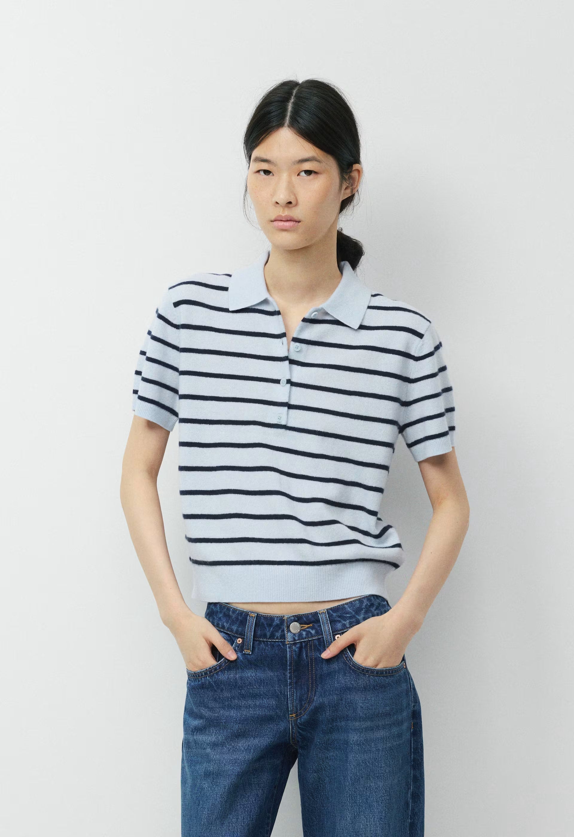 Bare Cashmere Cellini Shortsleeve Sweater - PLNAR/ADMRLNV