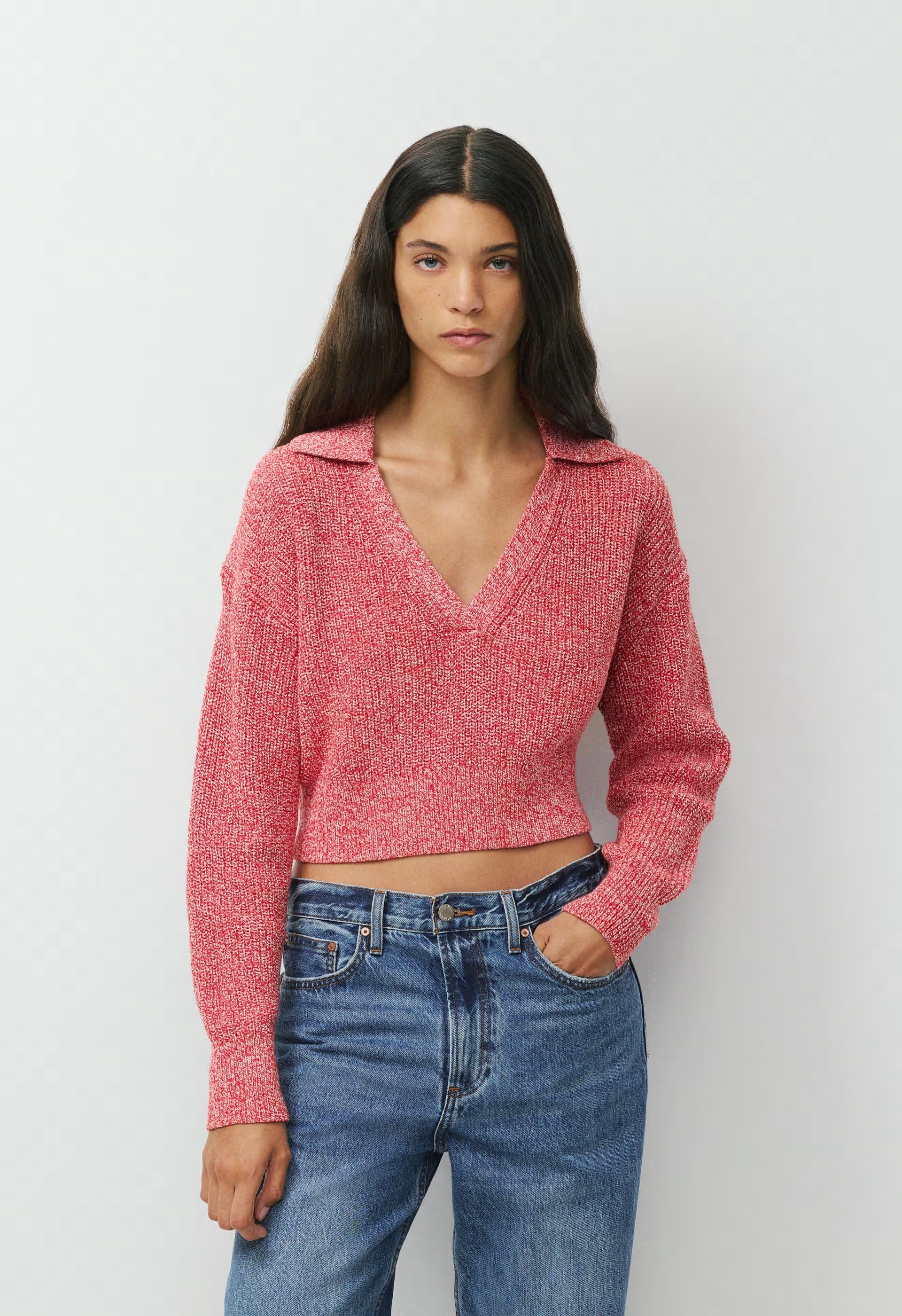 Daytrip Polo Sweater - MARL FLSHNG RED/WHITE