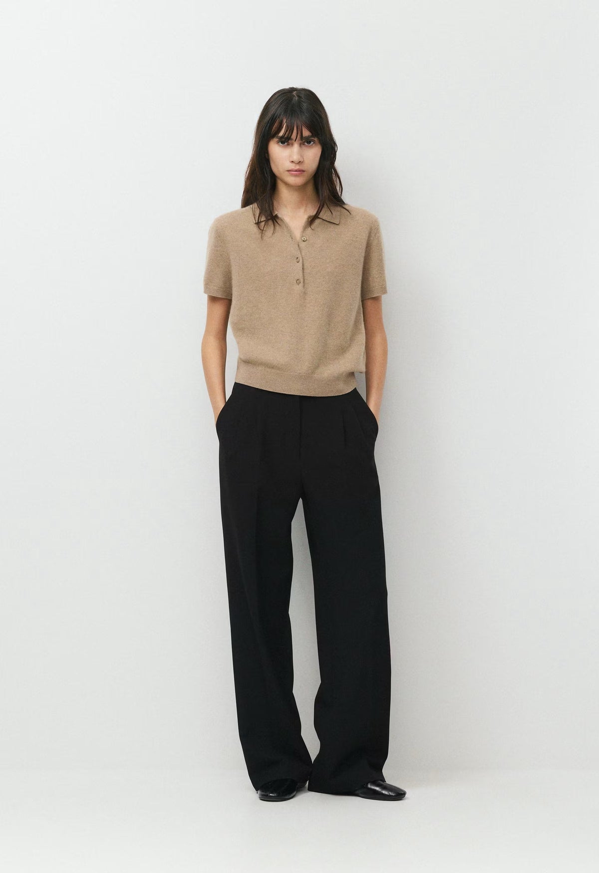 Bare Cashmere Cellini Shortsleeve Sweater - HEATHER NOMAD TAUPE