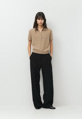 Bare Cashmere Cellini Shortsleeve Sweater - HEATHER NOMAD TAUPE
