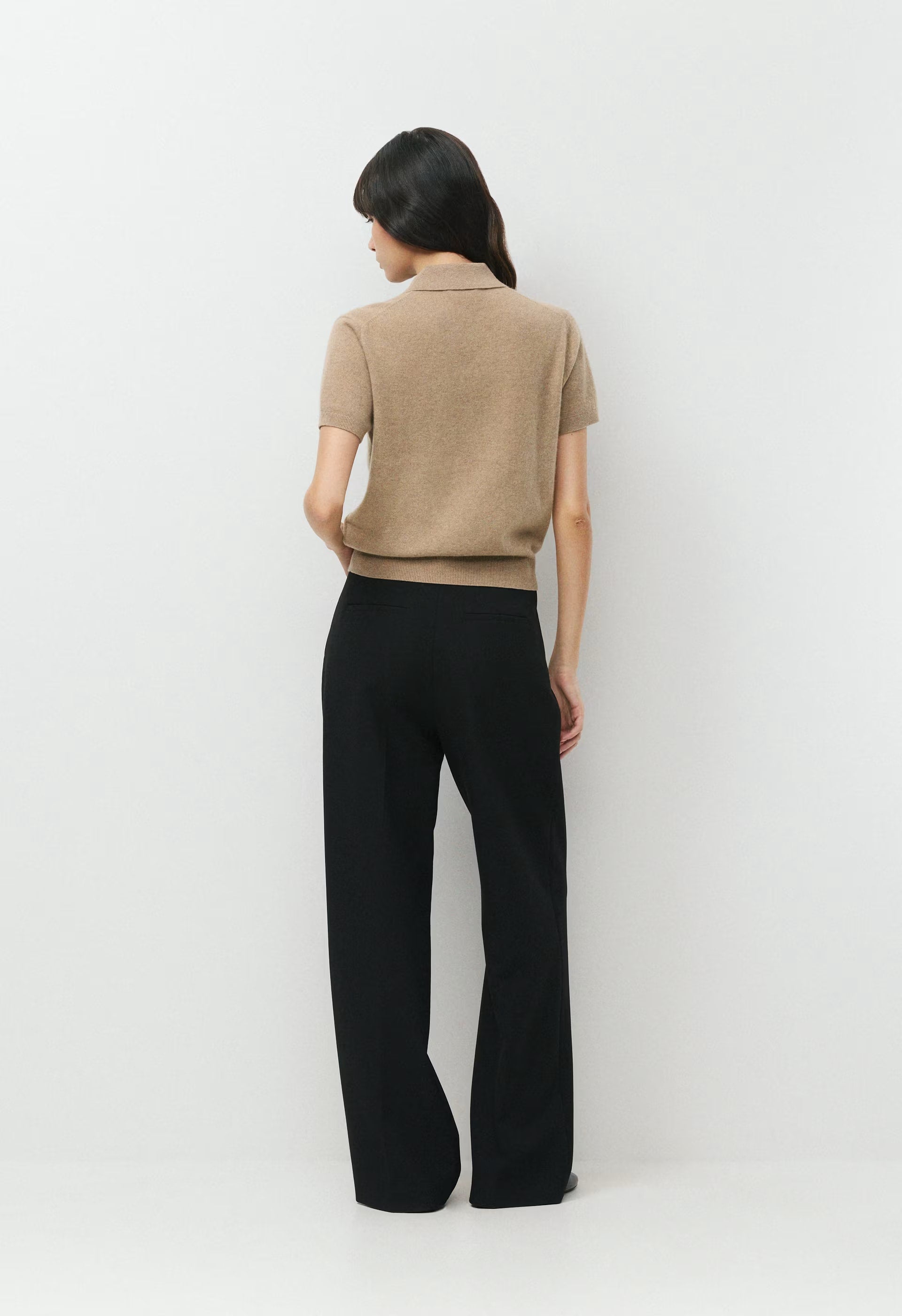 Bare Cashmere Cellini Shortsleeve Sweater - HEATHER NOMAD TAUPE