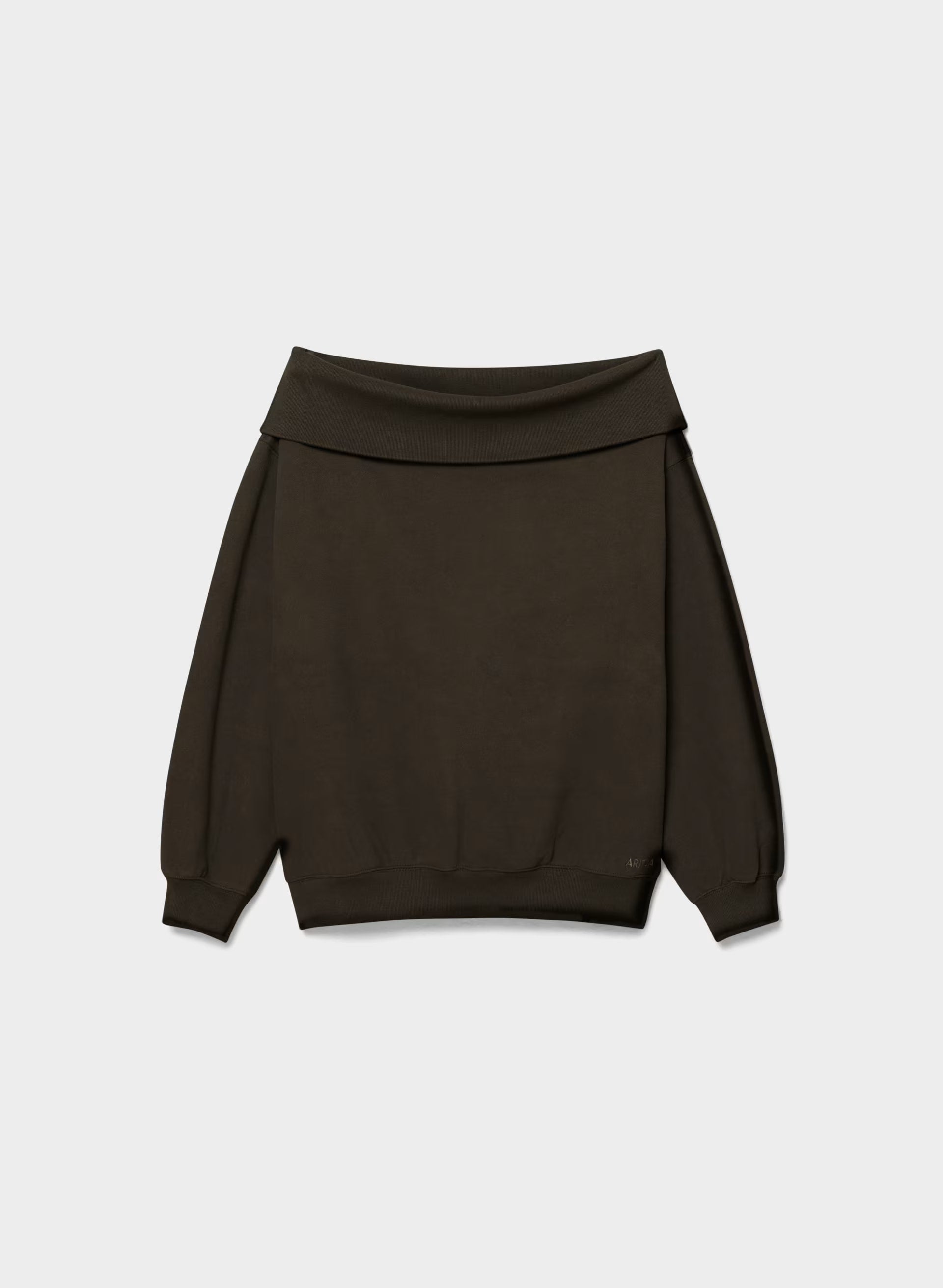 Cozy Sweatfleece Mega Off-Shoulder Sweatshirt - CACAO NIB BROWN