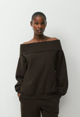 Cozy Sweatfleece Mega Off-Shoulder Sweatshirt - CACAO NIB BROWN