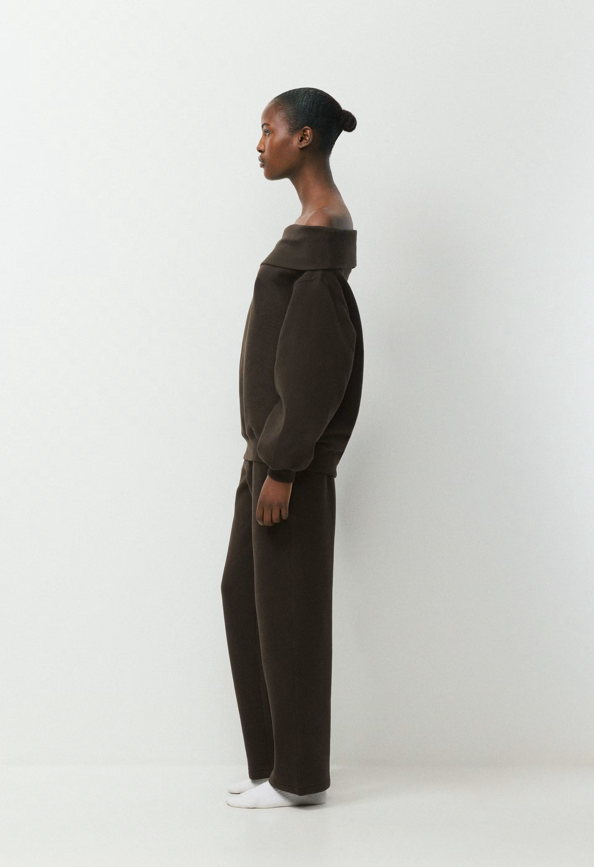 Cozy Sweatfleece Mega Off-Shoulder Sweatshirt - CACAO NIB BROWN