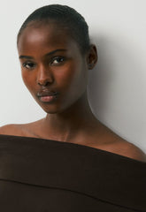 Cozy Sweatfleece Mega Off-Shoulder Sweatshirt - CACAO NIB BROWN
