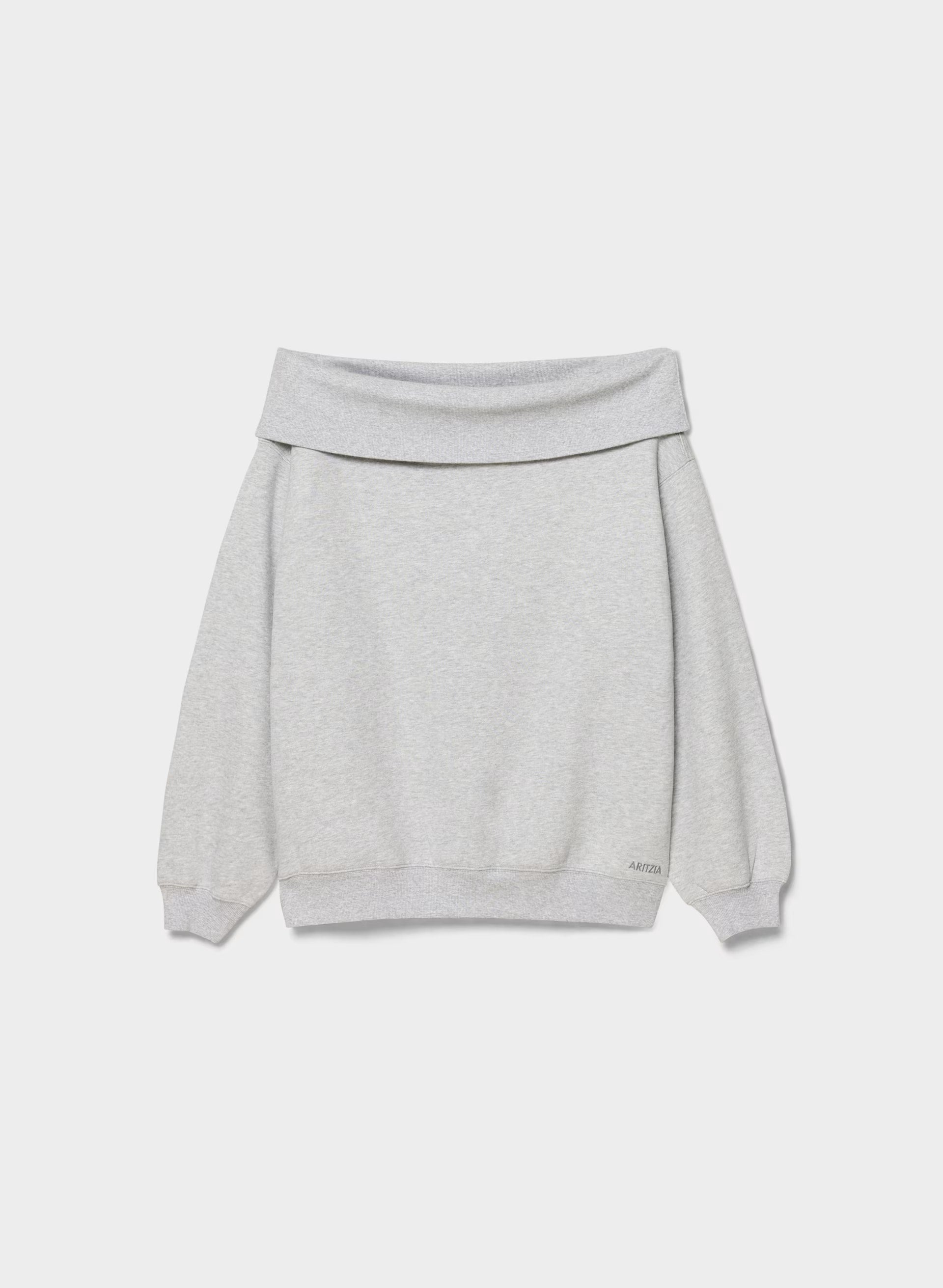 Cozy Sweatfleece Mega Off-Shoulder Sweatshirt - HEATHER CHROME