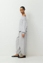 Cozy Sweatfleece Mega Off-Shoulder Sweatshirt - HEATHER CHROME