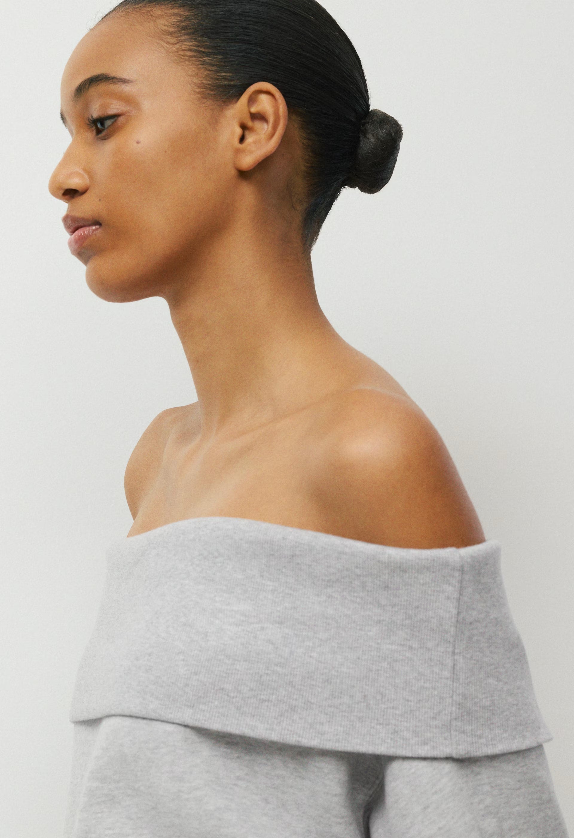 Cozy Sweatfleece Mega Off-Shoulder Sweatshirt - HEATHER CHROME