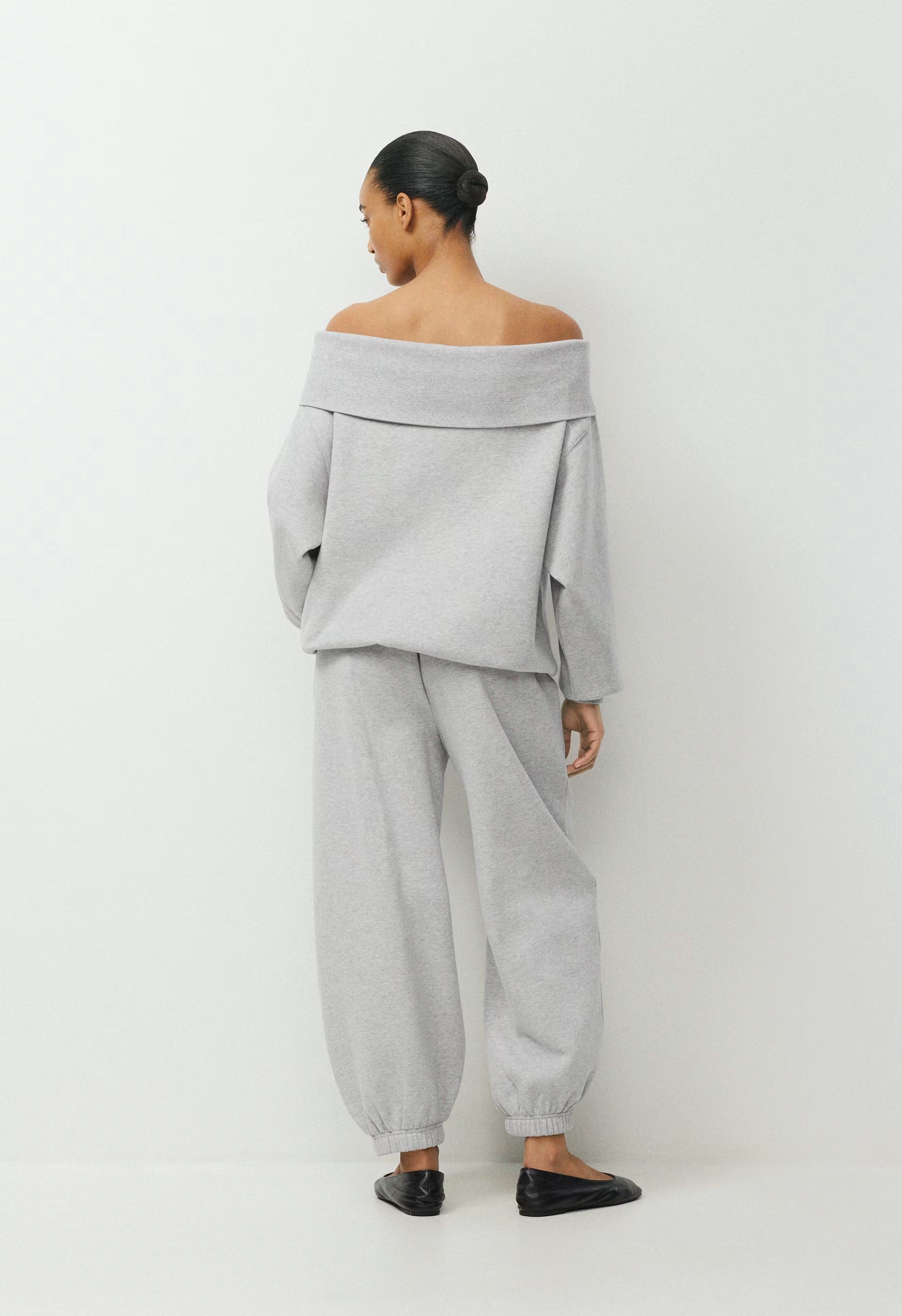 Cozy Sweatfleece Mega Off-Shoulder Sweatshirt - HEATHER CHROME
