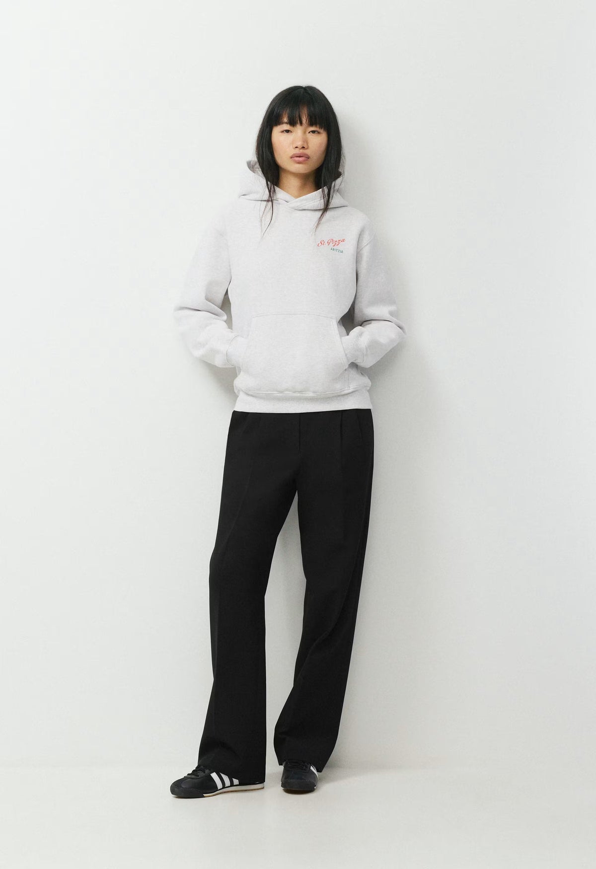Cozy Sweatfleece Perfect Hoodie - HEATHER CLOUD WHITE
