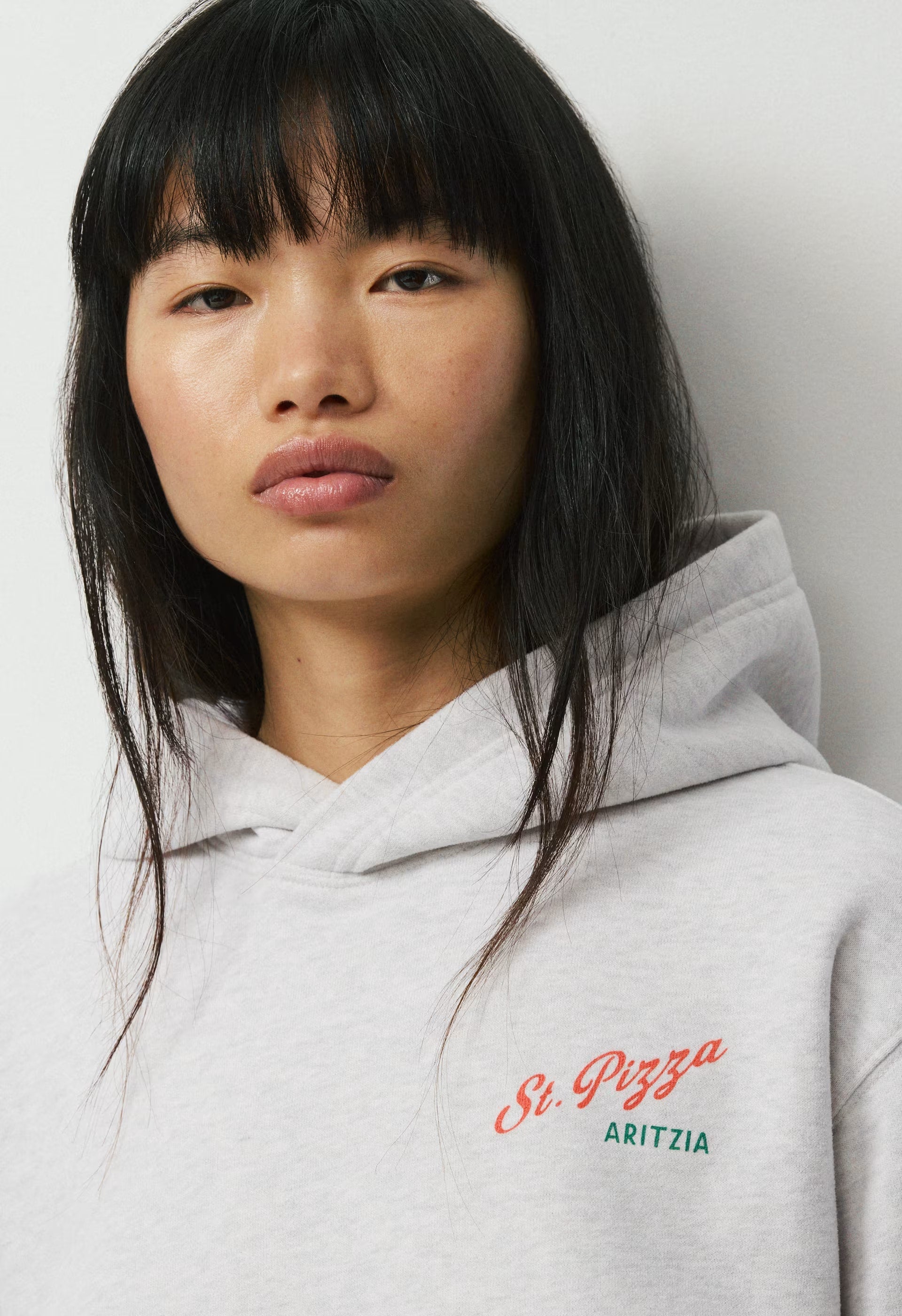 Cozy Sweatfleece Perfect Hoodie - HEATHER CLOUD WHITE