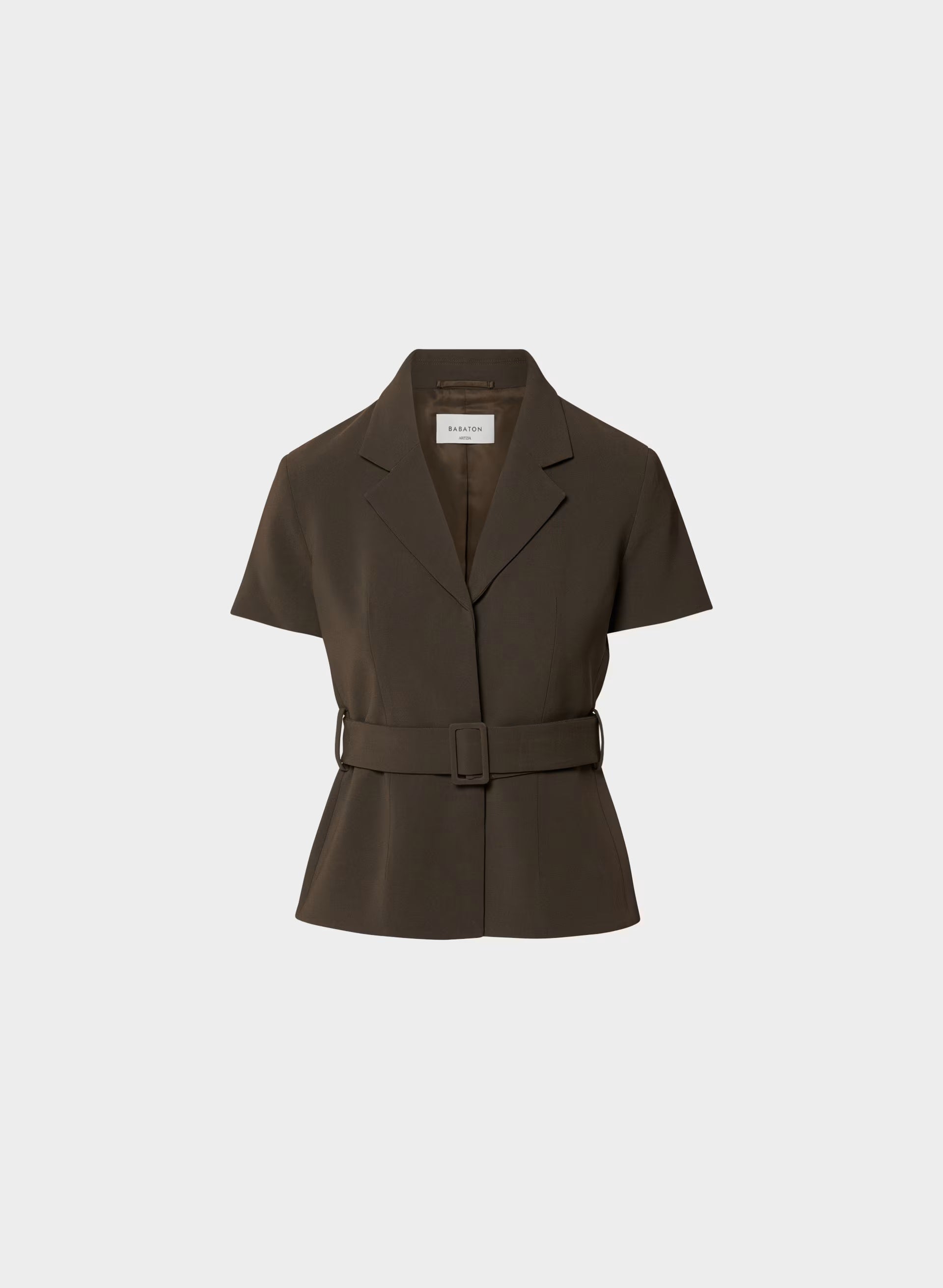 Brynn Shortsleeve Blazer - Sway Crepe - DARK COFFEE